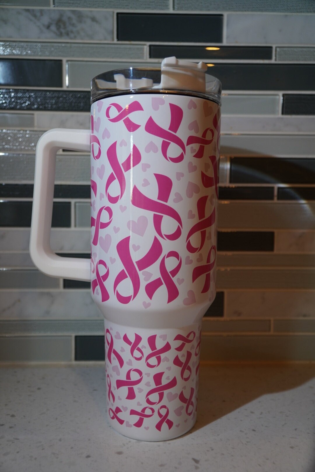 Breast cacncer**pink ribbon* we wear pink in October**40 oz Tumbler