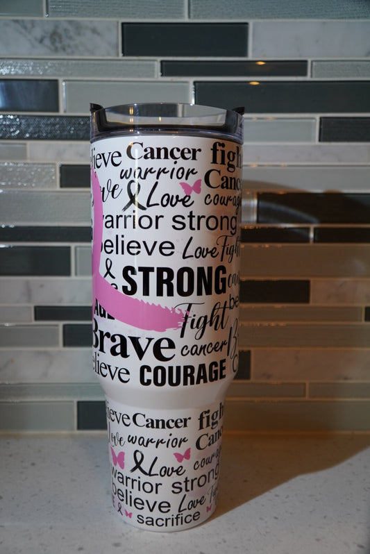 Breast cacncer**pink ribbon* we wear pink in October**40 oz Tumbler