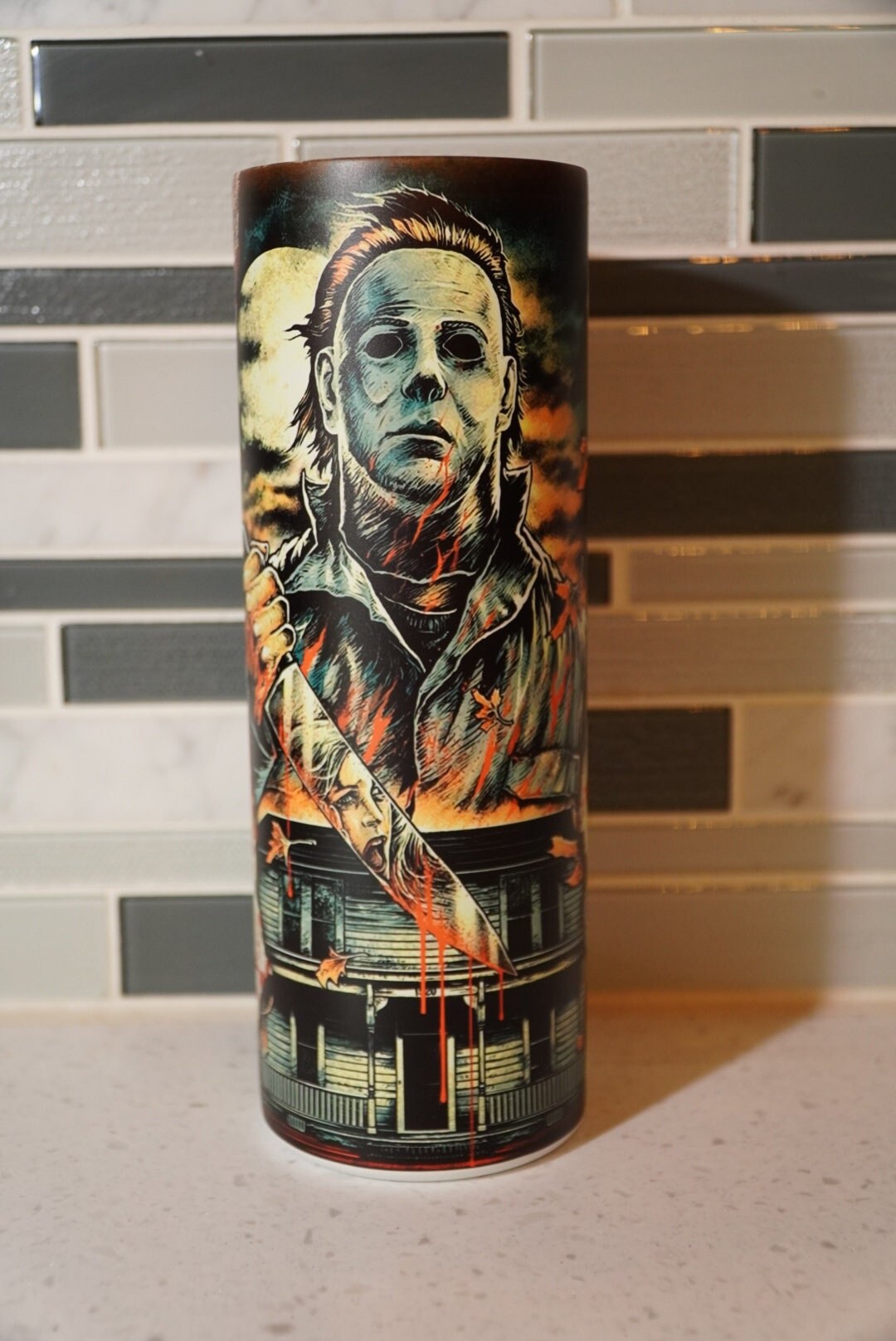 Glow in the dark**Halloween**Michael**Meyers** 20 oz Tumbler