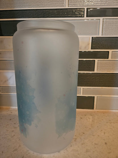 16 oz frosted cup glass**Dory**Just Keep Swimming**cold cup**reusable cup** cup with lid and straw**Beer cup*