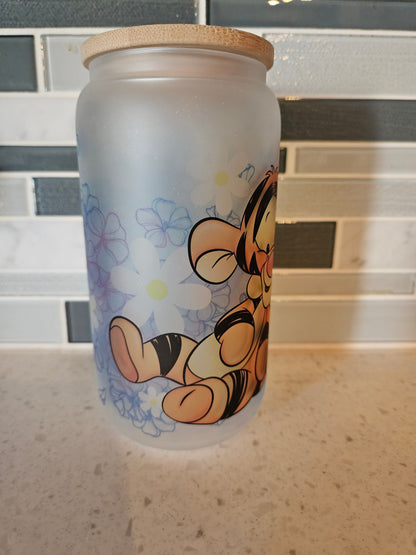 16 oz frosted cup **Winnie **Tigger**cartoon**cold cup**reusable cup** cup with lid and straw**Beer cup**