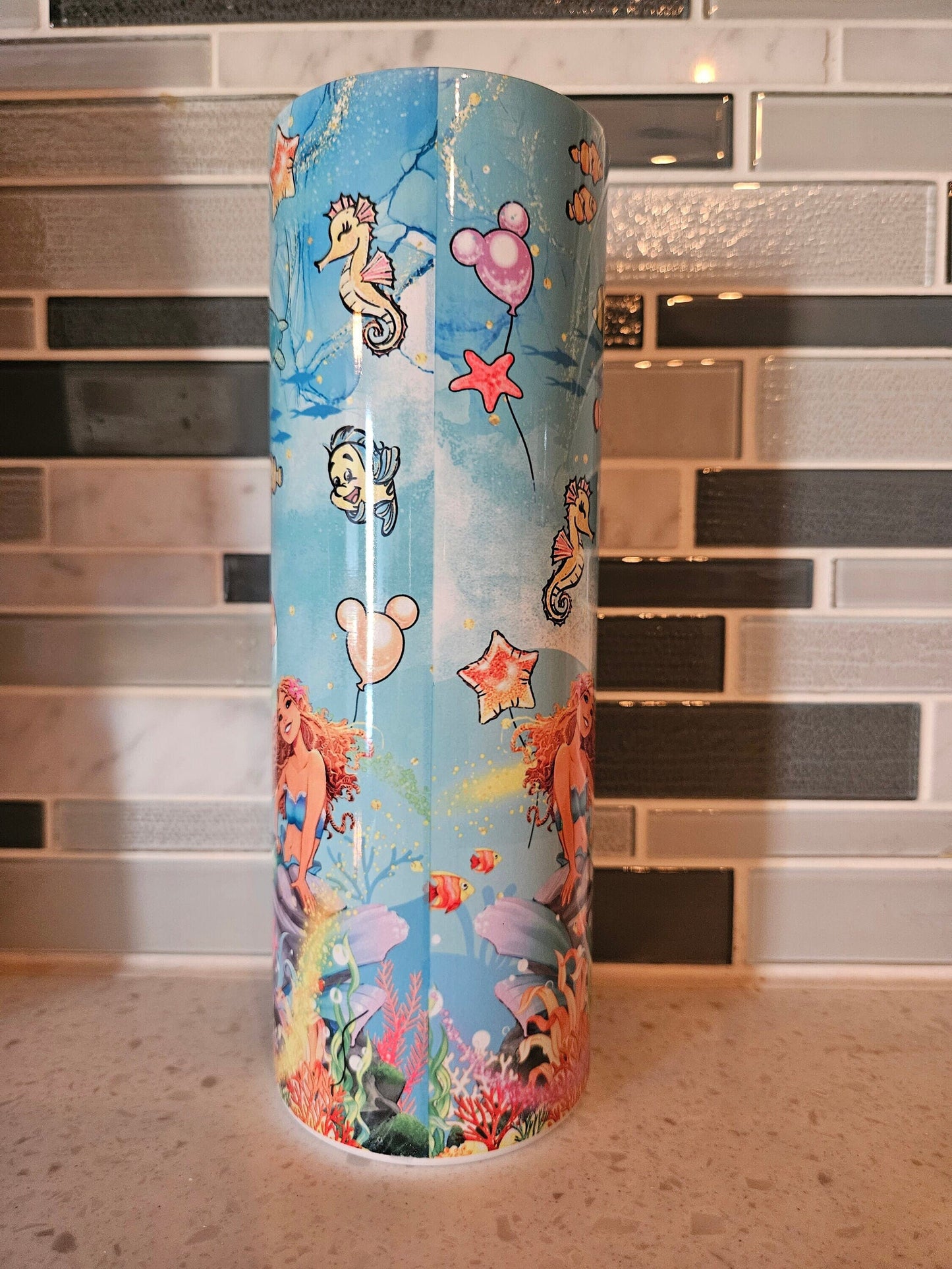 Mermaid***Flounder**Sea Witch**20 oz Skinny tumbler** cold and hot drink**