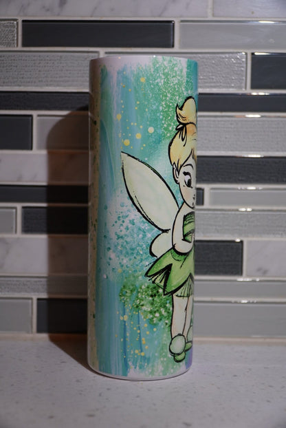 Cartoon**fairy**tink** neverland** 20 oz Skinny tumbler** cold and hot drink**