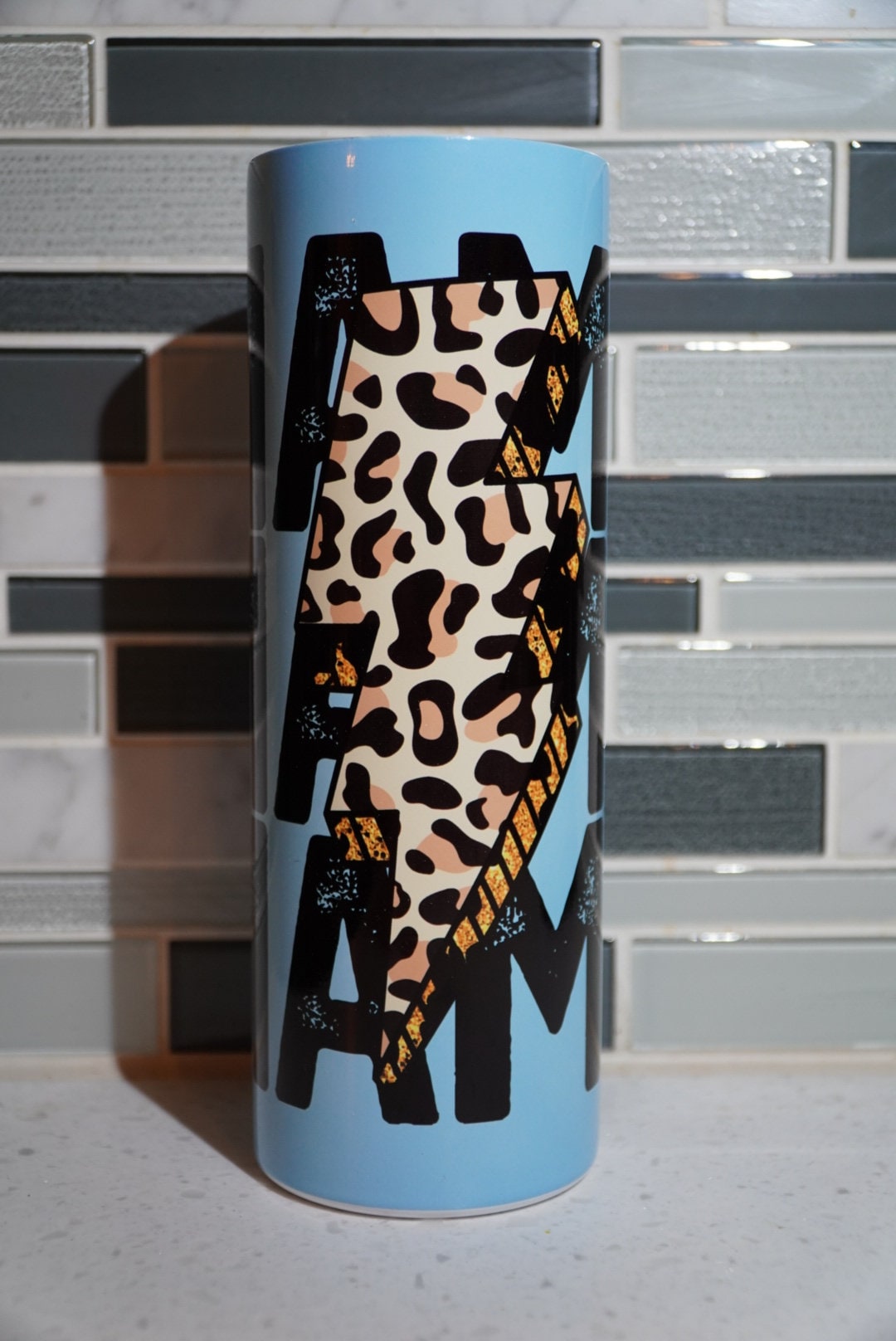 Mama**Boy mom *Blue**Cheetah* 20 oz Skinny Tumbler**