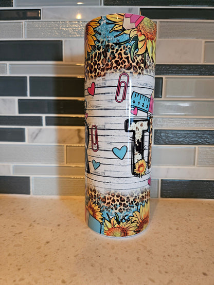 Teacher**pencil**cheetah**sunflowers**20oz**Tumbler**