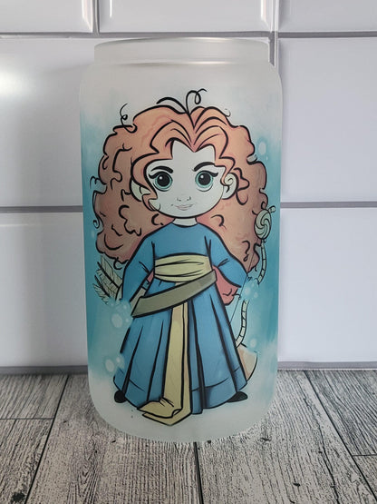 16 oz frosted cup glass**Scottish princess**cold cup**reusable cup** cup with lid and straw**Beer cup*