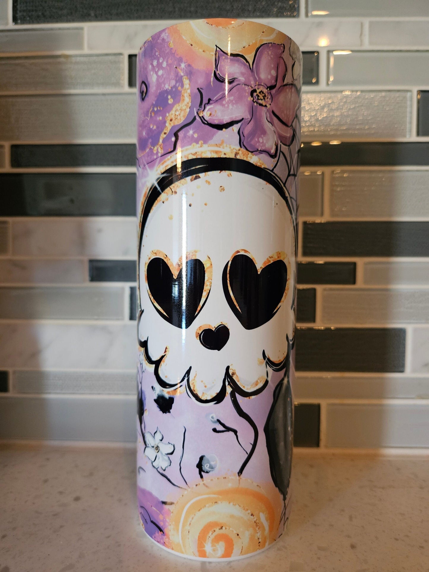 Skull and flowers 20 oz tumbler Floral Skull Boho