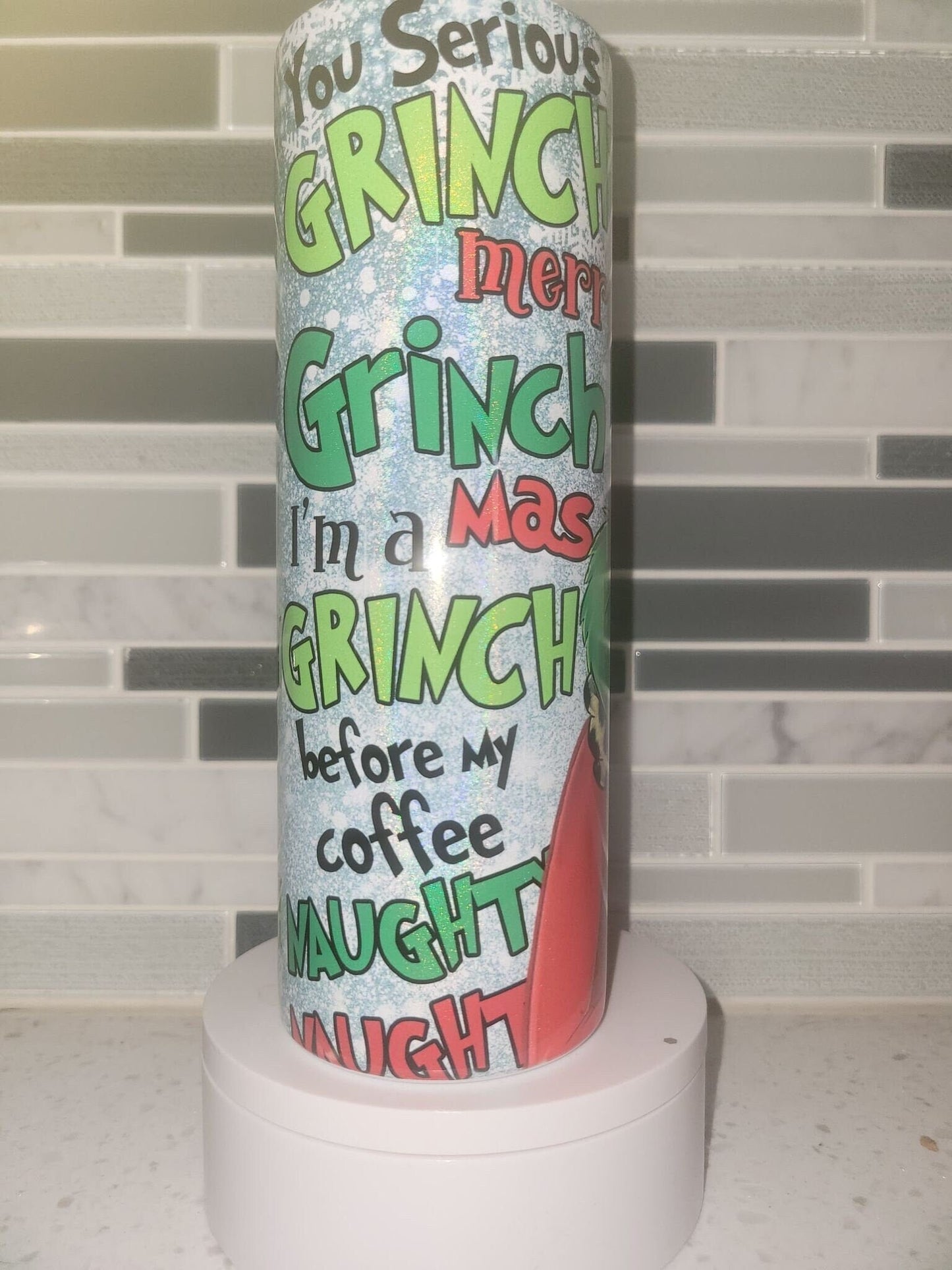 Grinch**Stole**Christimas**Holographic**Shimmer**Glitter**20oz tumbler