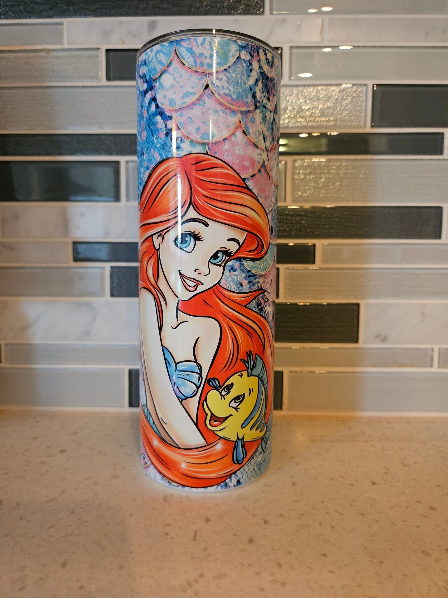 Mermaid***Flounder**Sea Witch**20 oz Skinny tumbler** cold and hot drink**