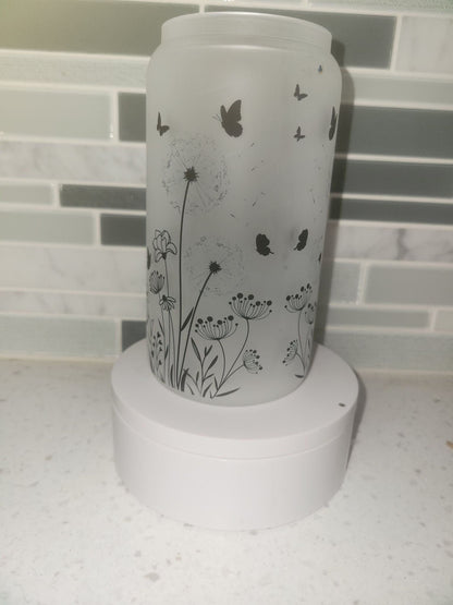 Mama Bear**Flowers**Butterflies**Dandelions**16 oz Frosted beer glass