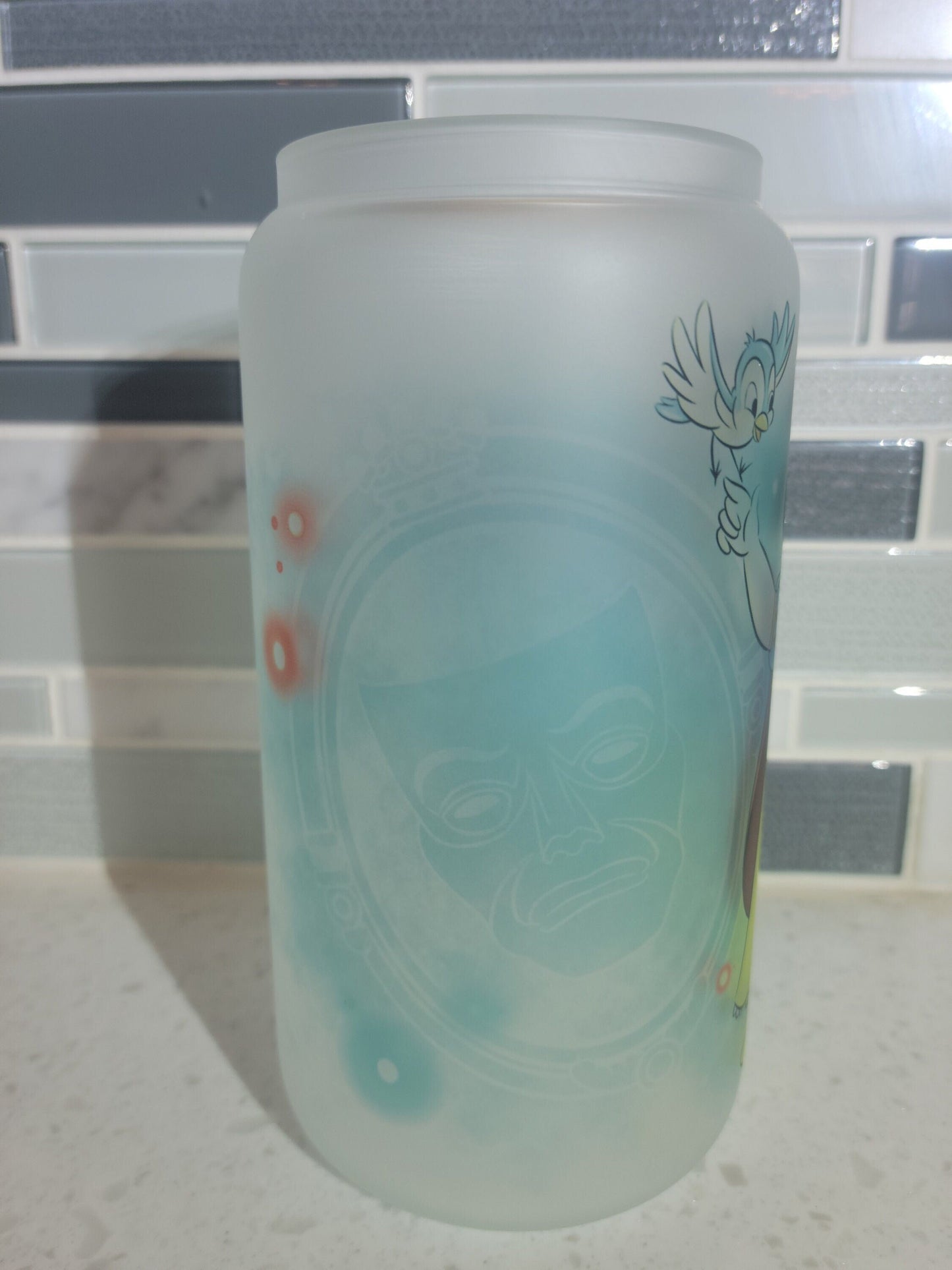 16 oz frosted cup glass**Snow**princess poison apple**cartoon**cold cup**reusable cup** cup with lid and straw**Beer cup**