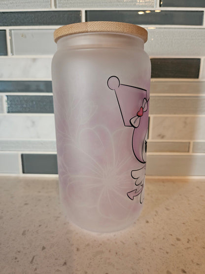 16 oz frosted cup glass**evil**Hello**Kitty**kuromi**cartoon**cold cup**reusable cup** cup with lid and straw**Beer cup**