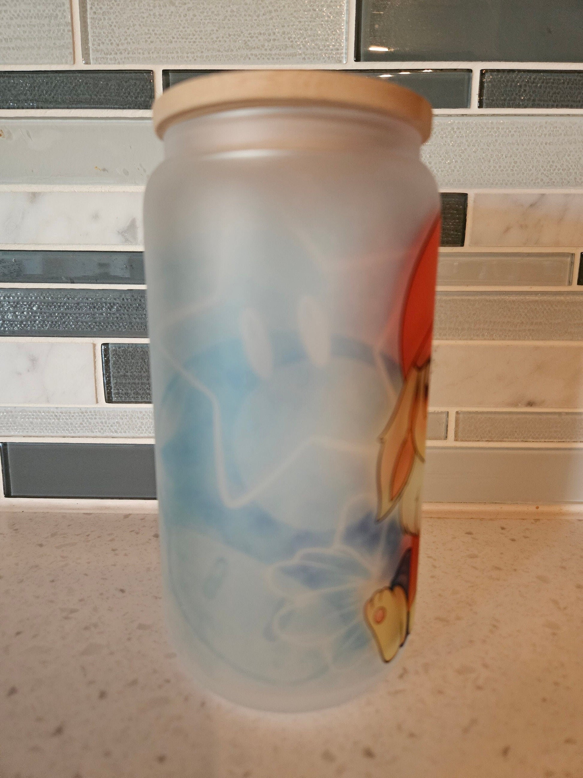 16 oz frosted cup glass**Eevee**Mario**plumber**pokemon**Super**cold cup**reusable cup** cup with lid and straw**Beer cup*