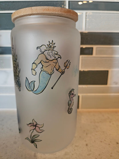 16 oz frosted cup glass**Mermaid**cold cup**reusable cup** cup with lid and straw**Beer cup*