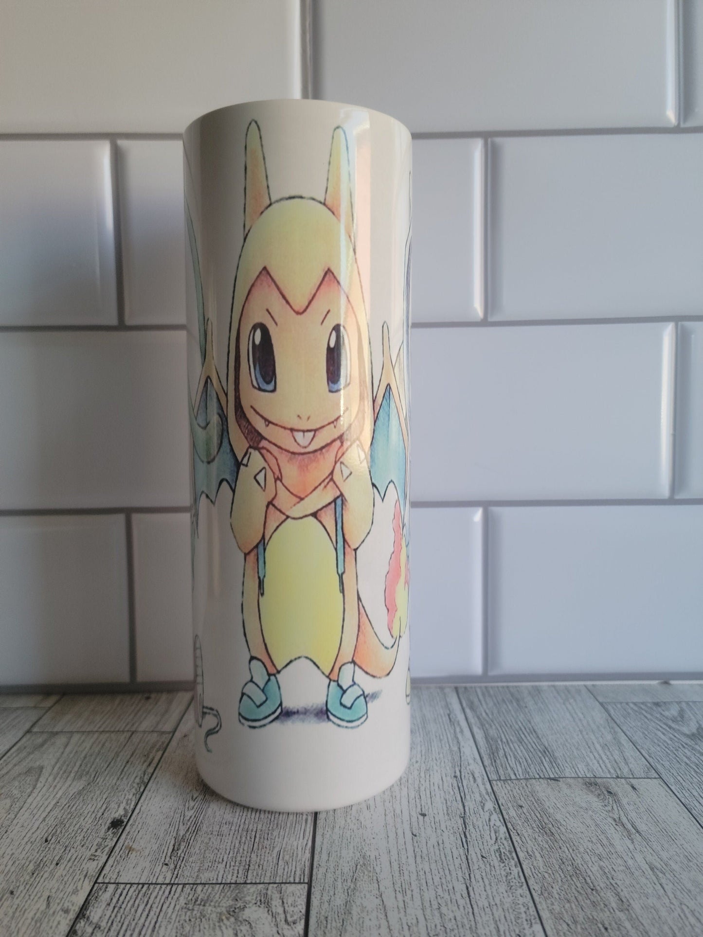 pokemon* sketch* charmander*squrittle* 20oz Skinny Tumbler**