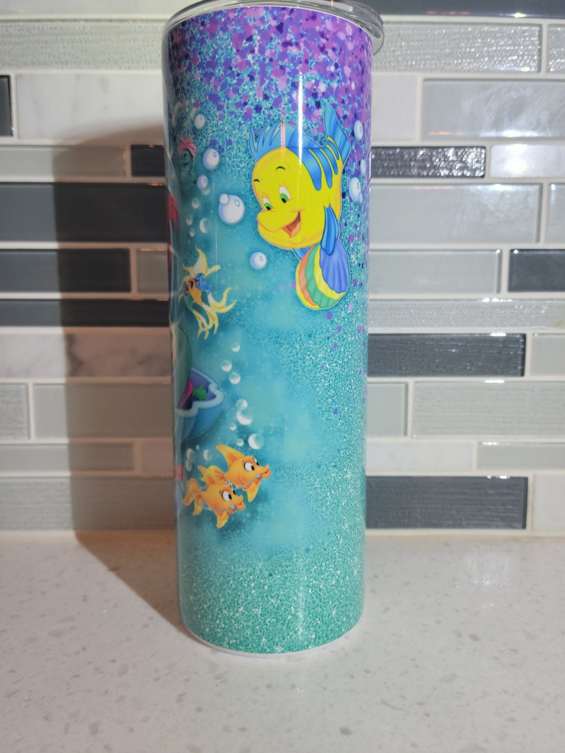 Mermaid***Flounder**Sea Witch**20 oz Skinny tumbler** cold and hot drink**