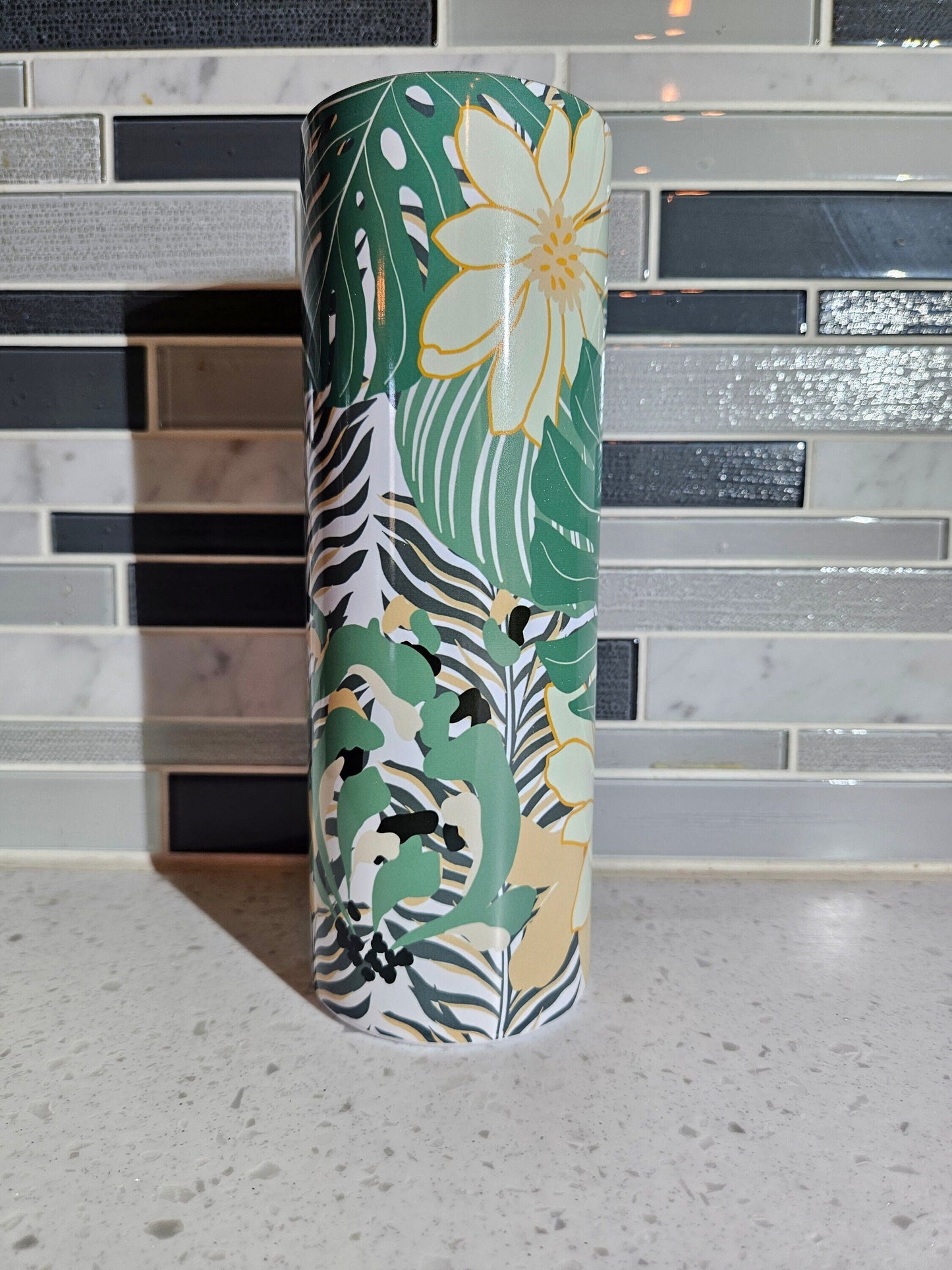 Monstera leaves**floral**20oz Skinny Tumbler**