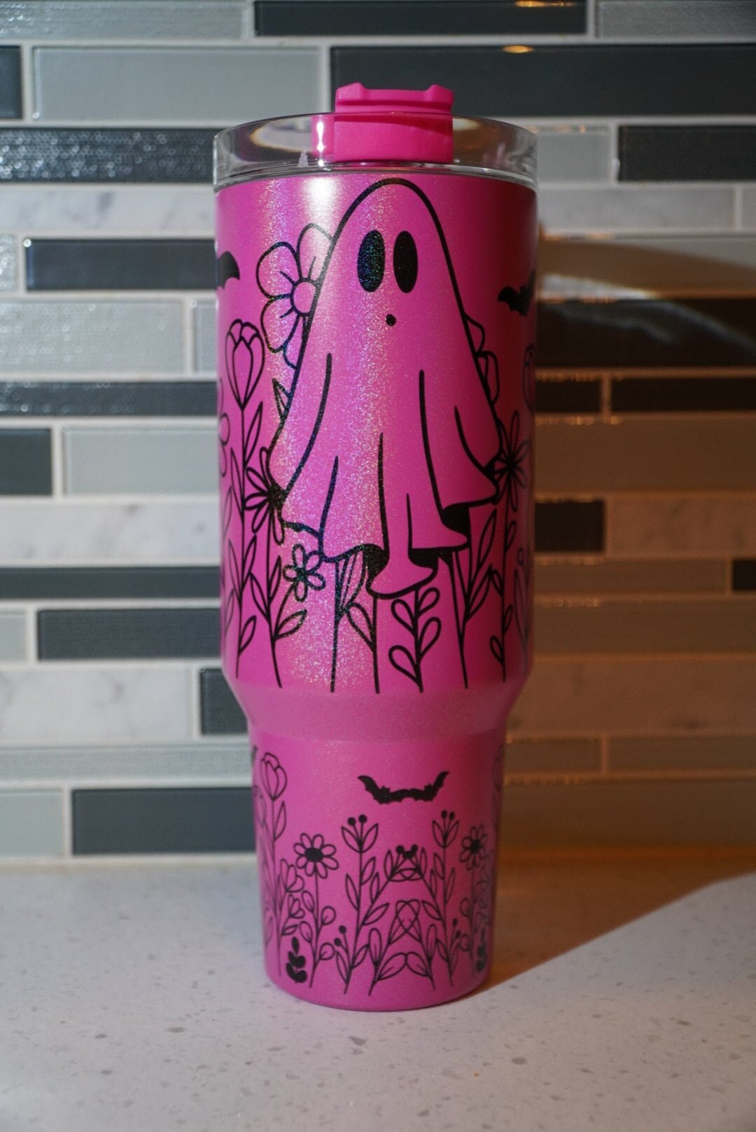 Spooky Season**Boojee*Ghost**spooky vibes**hot pink**40 oz Tumbler