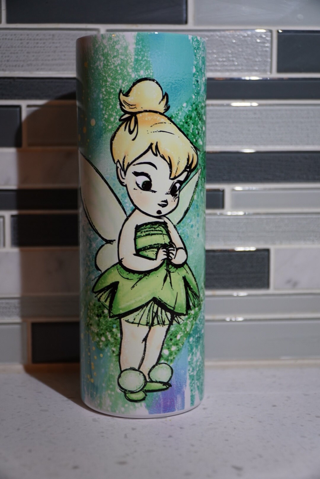 Cartoon**fairy**tink** neverland** 20 oz Skinny tumbler** cold and hot drink**