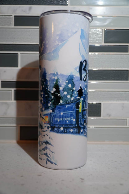 20 oz Tumbler**Christmas*Train**Polar**Believe**express**cold cup**reusable cup** cup with lid and straw**Tumbler**